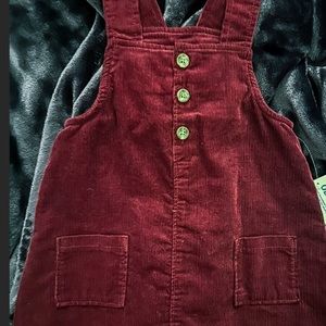 Burgundy Corduroy Overall Dress